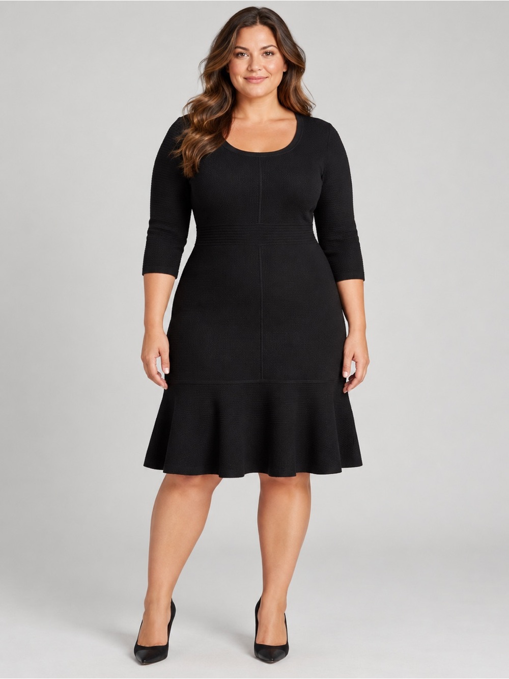 Soft Surroundings Raffinato Knit Dress Black 3X Minimalist Careerwear Modest